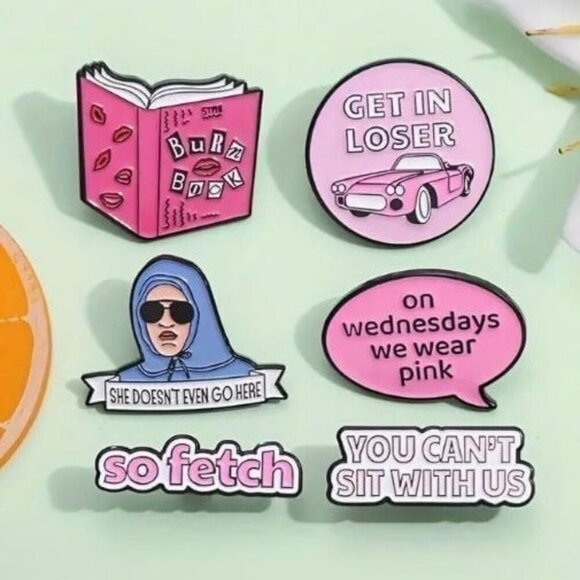 Mean Girls 6-Piece Enamel Pin Set - Iconic Movie Quotes & Characters Collection - Picture 2 of 4
